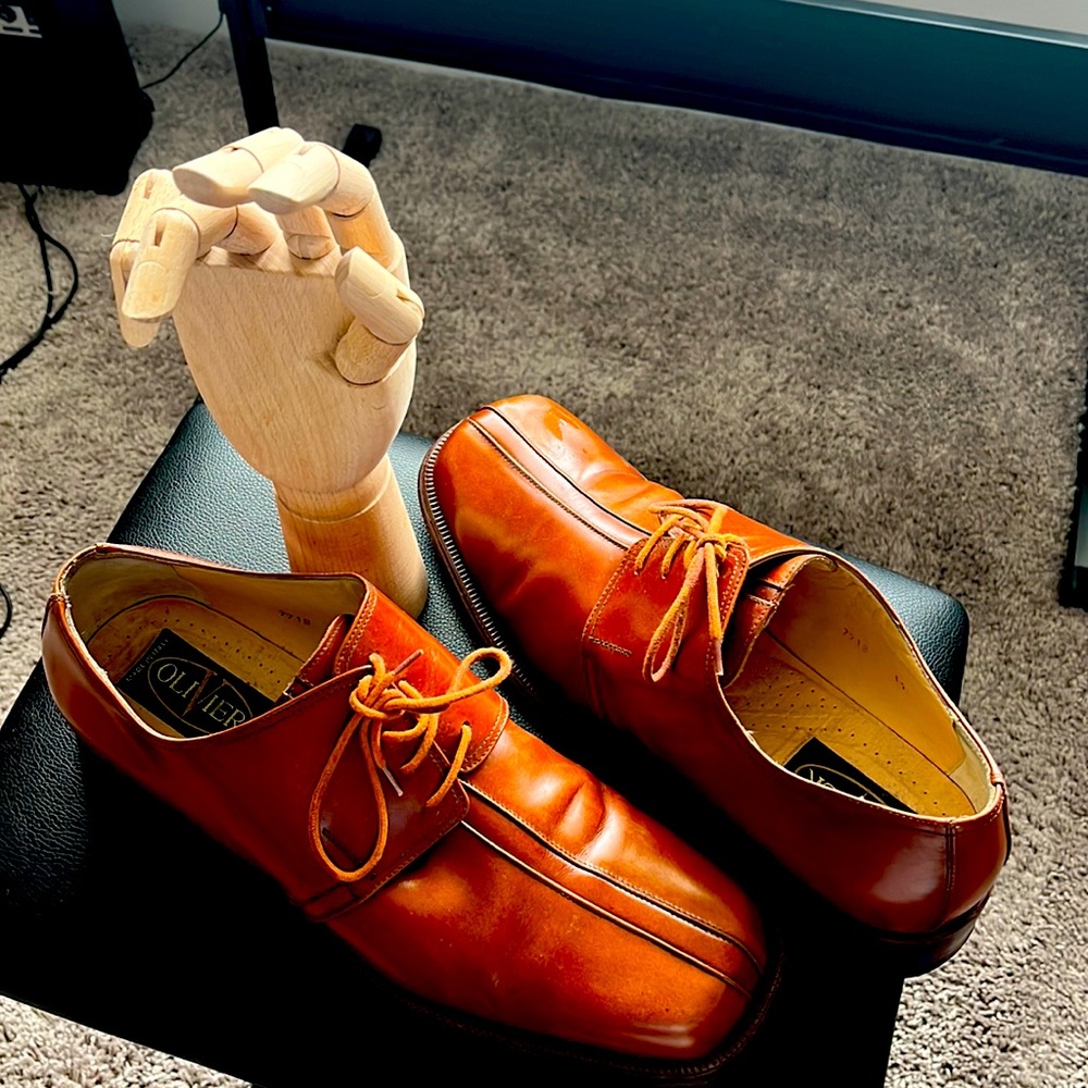 This is a special pair of shoes worn by a famous male hair dresser